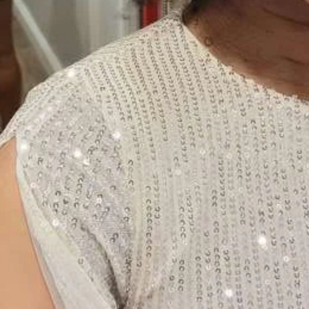 Sexy Champagne Sequin Split Sleeve mini Romper - Picture 12 of 12